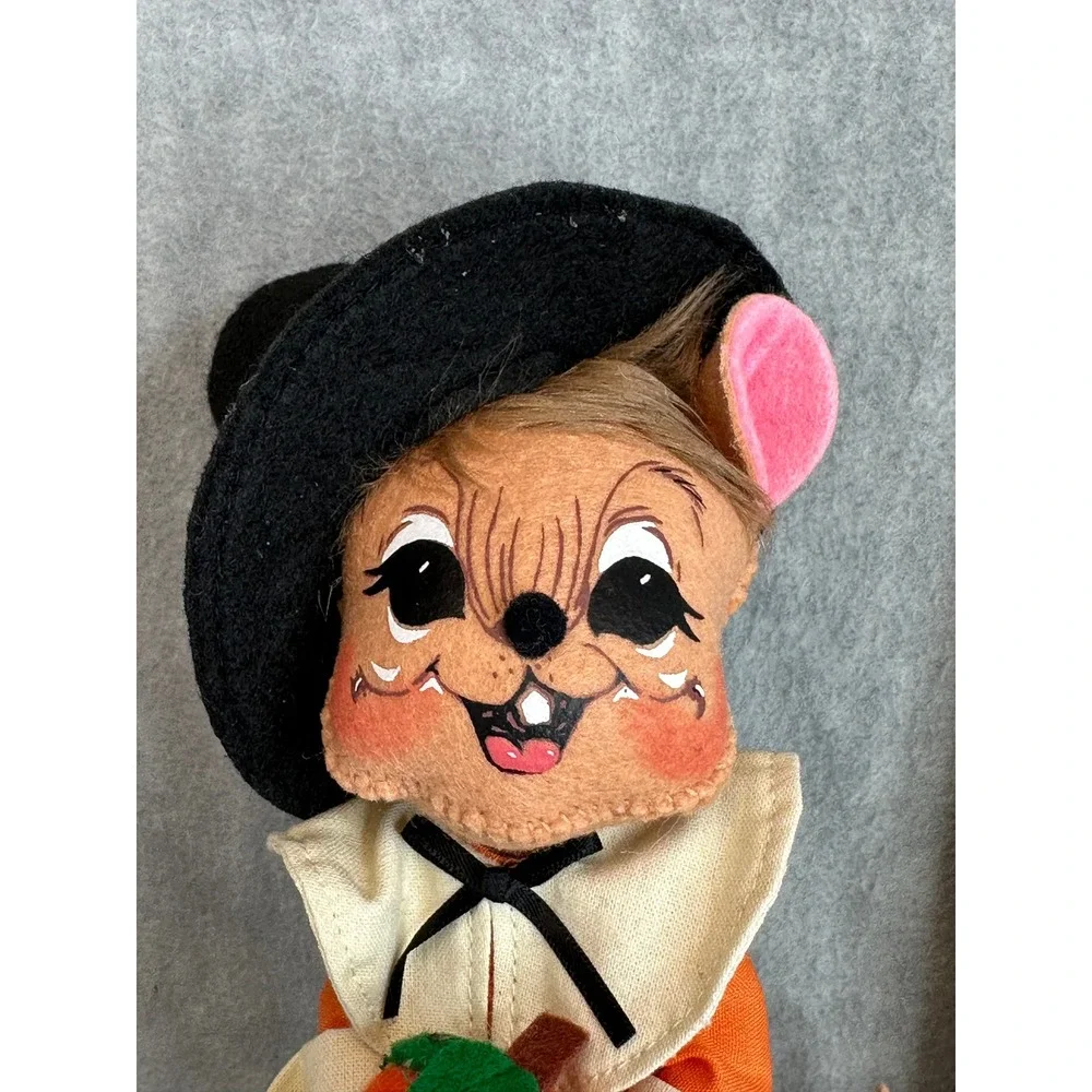 VTG Annalee Pilgrim Boy Mouse Folk Art Felt Figurine‎ Thanksgiving Autumn Decor
